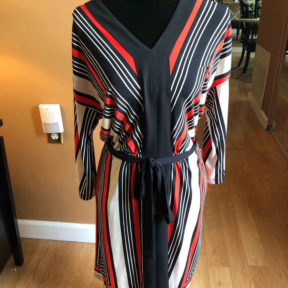 New York & Company black, tan, burnt orange dress!
